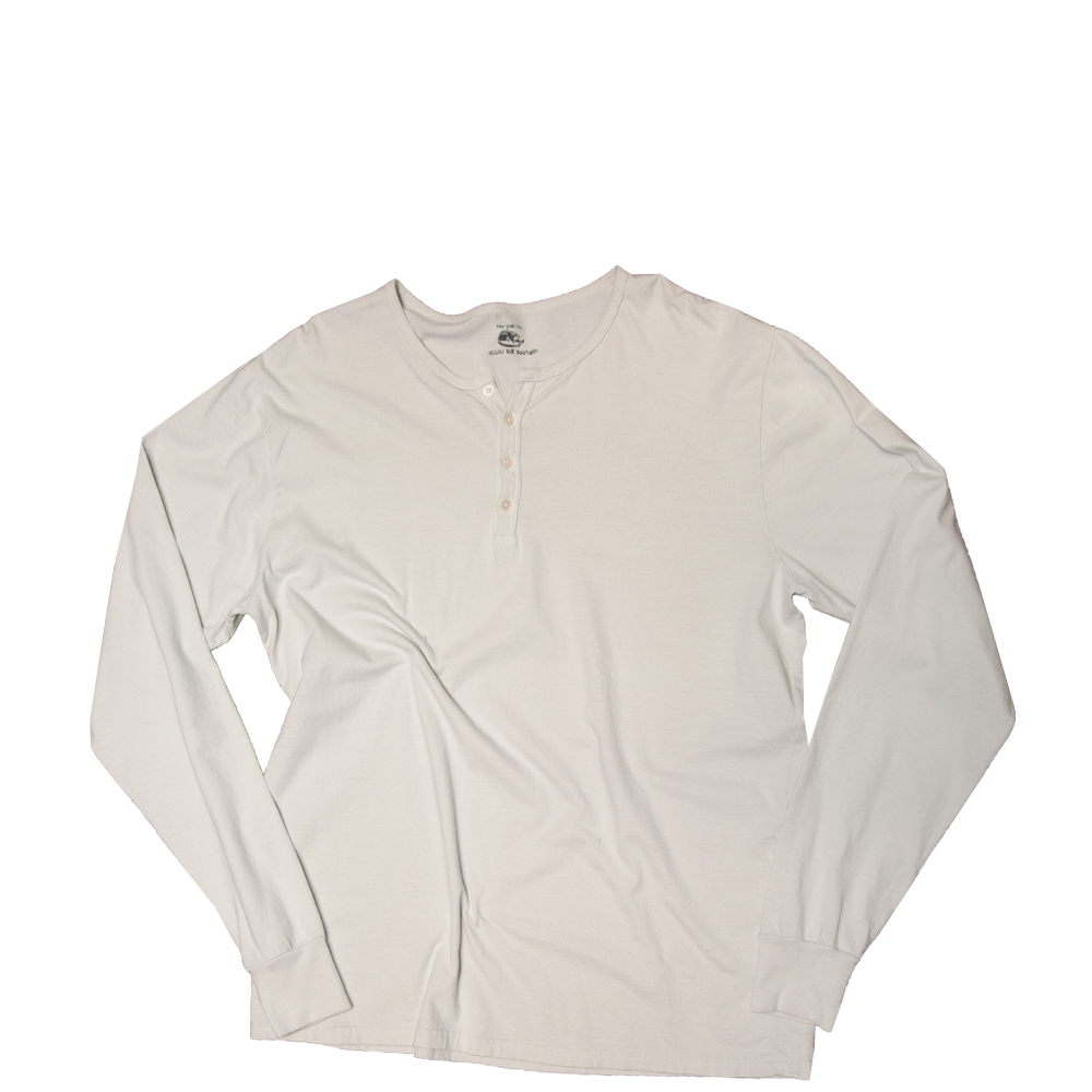 Stone White Long Sleeve Henley T-Shirt 30682629439679