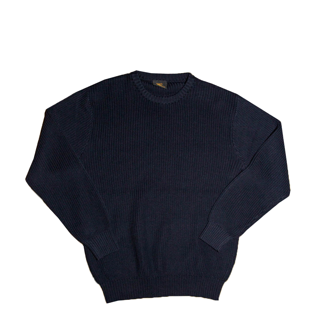 Navy Blue Ribbed Knit Sweater 31040076382399