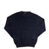 Navy Blue Ribbed Knit Sweater 31040076382399 thumb