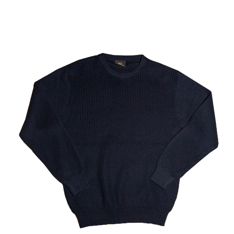 Navy Blue Ribbed Knit Sweater