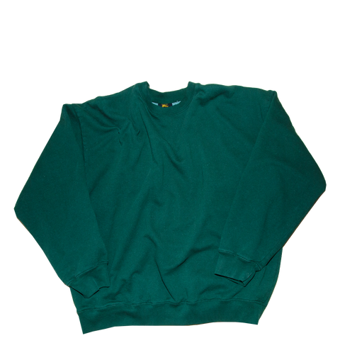 Dark Faded Green Cotton Long Sleeve Sweater