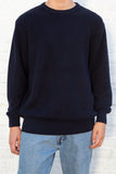 Navy Blue Ribbed Knit Sweater 31039345066175 thumb
