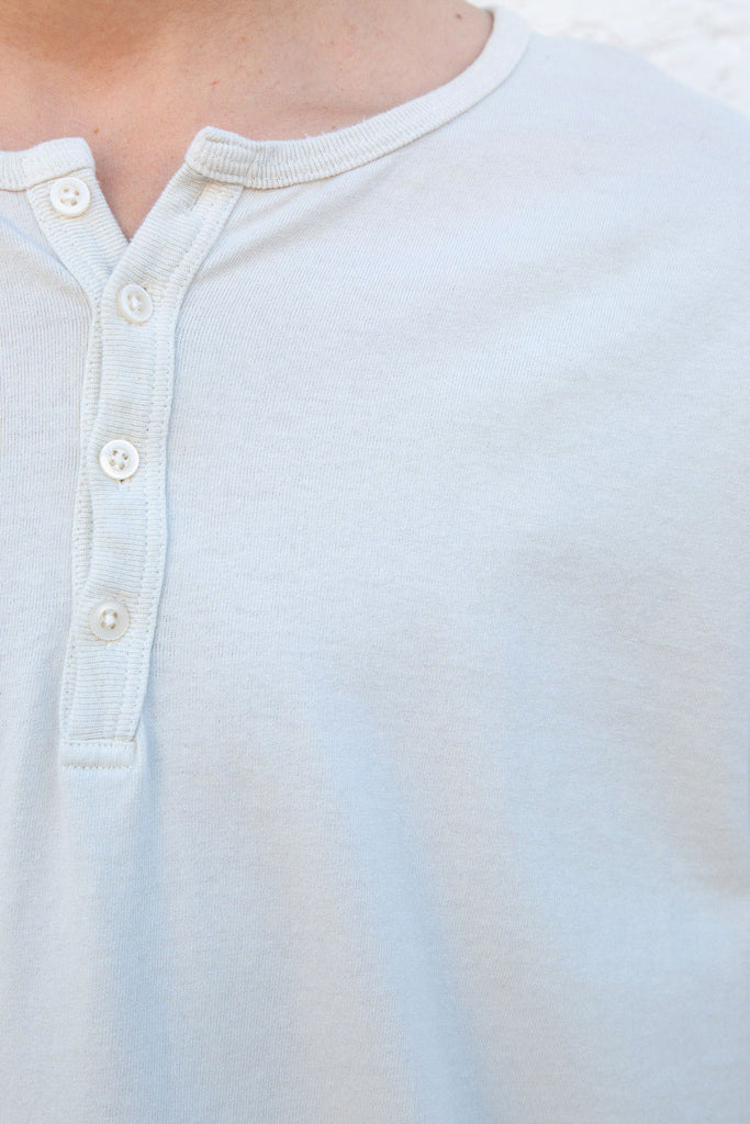 Stone White Long Sleeve Henley T-Shirt 30682594115775