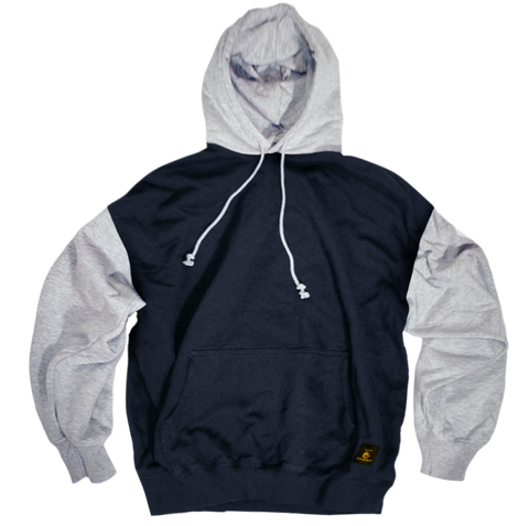 Navy And Grey Cotton Hoodie